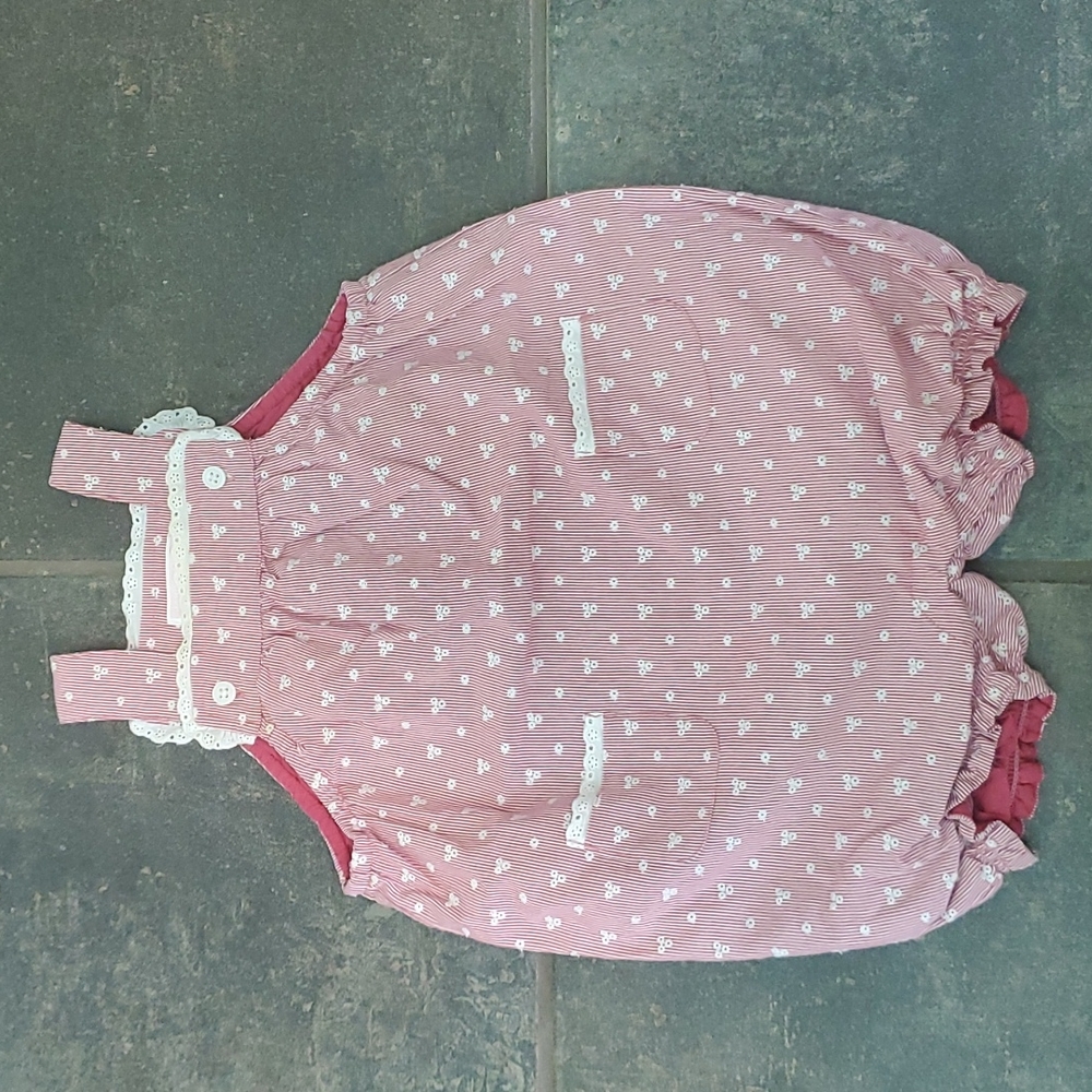 Janie and Jack embroidered red and white romper size 12-18 months.